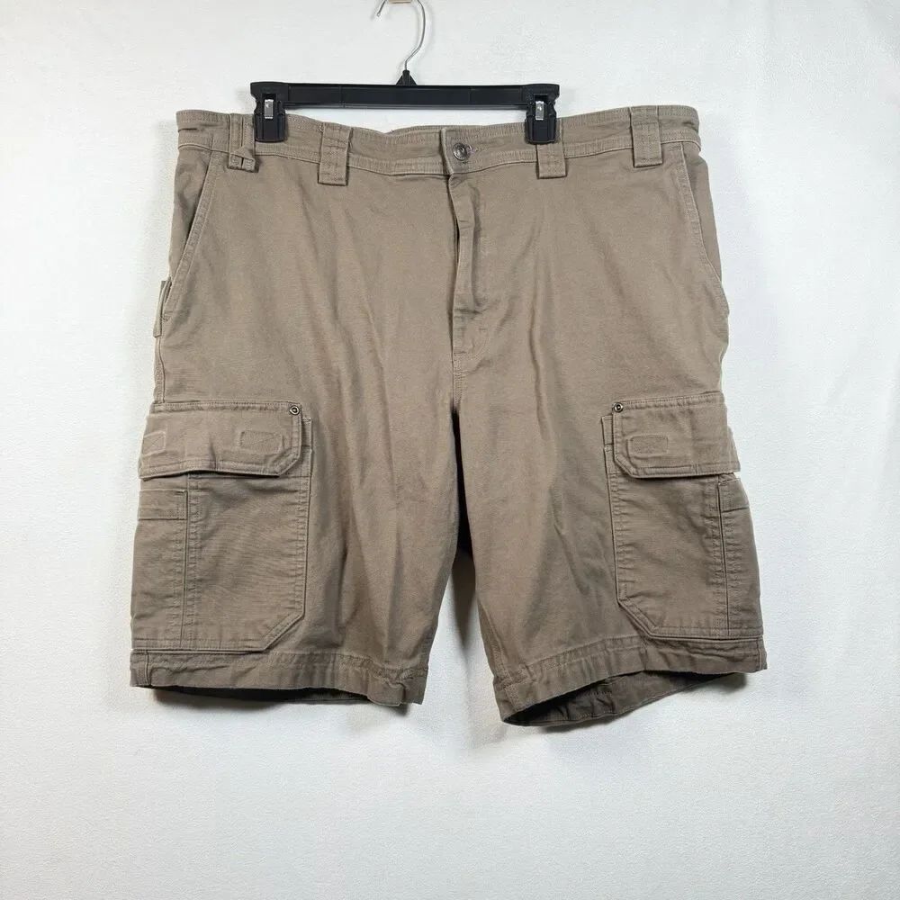 Duluth Trading Co Fire Hose Flex Cargo Shorts Brown Relaxed Fit Mens 40 Utility